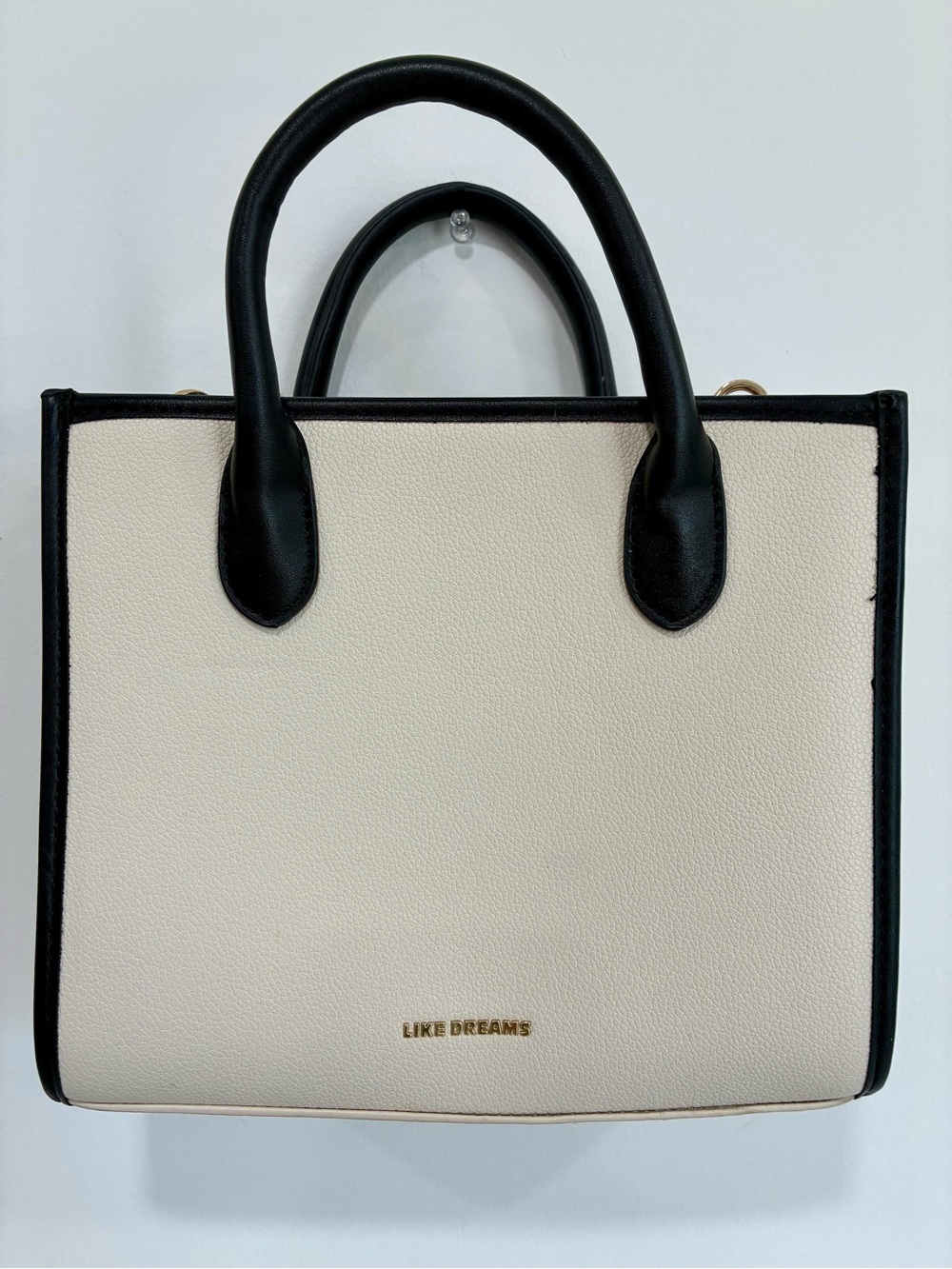 Two-Tone Cream and Black Tote Bag
